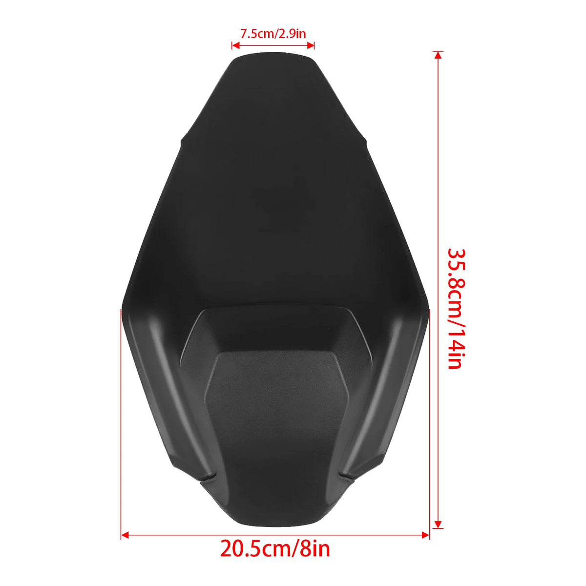 Medidas del colín monoplaza Z900 2025-2026: 35,8 x 20,5 cm