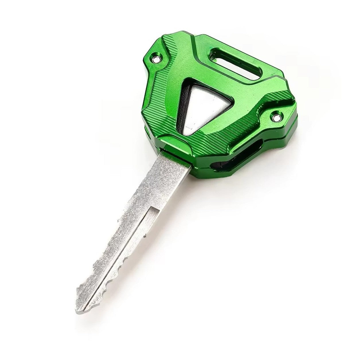 Funda de llave CNC verde montada en la llave de una Kawasaki Z900