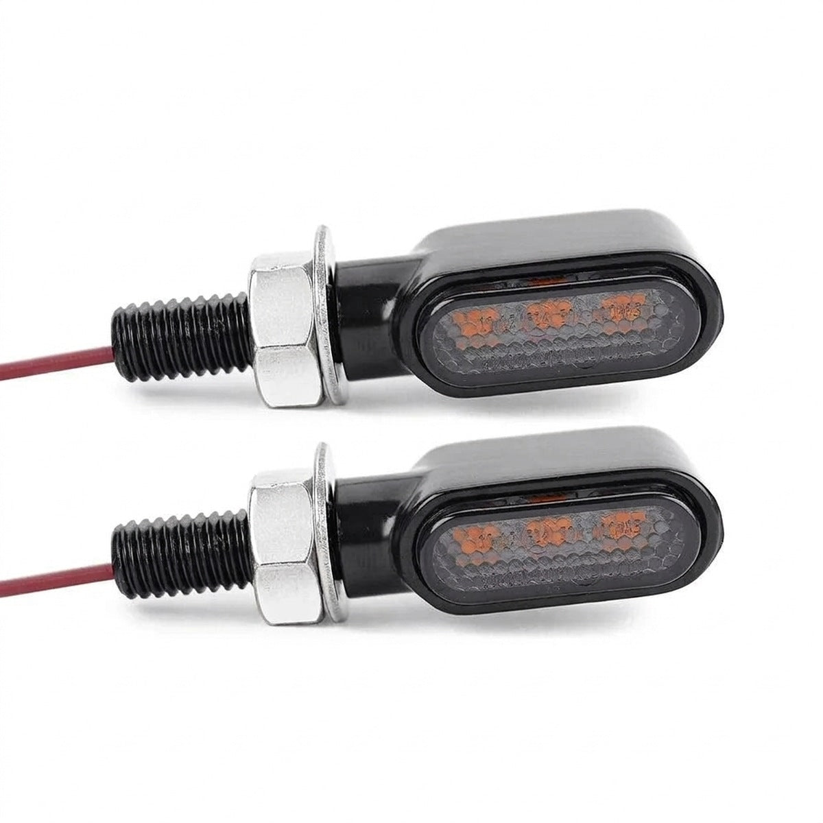 Par de mini intermitentes LED ahumados con rosca de montaje
