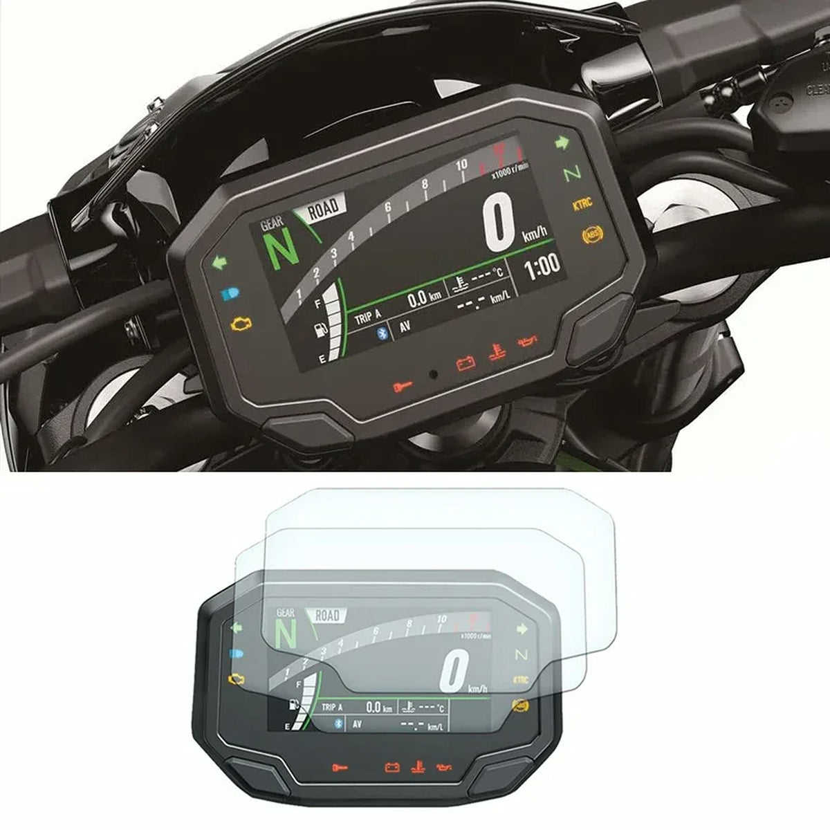 Film protector con el corte exacto de la pantalla de la Kawasaki Z900