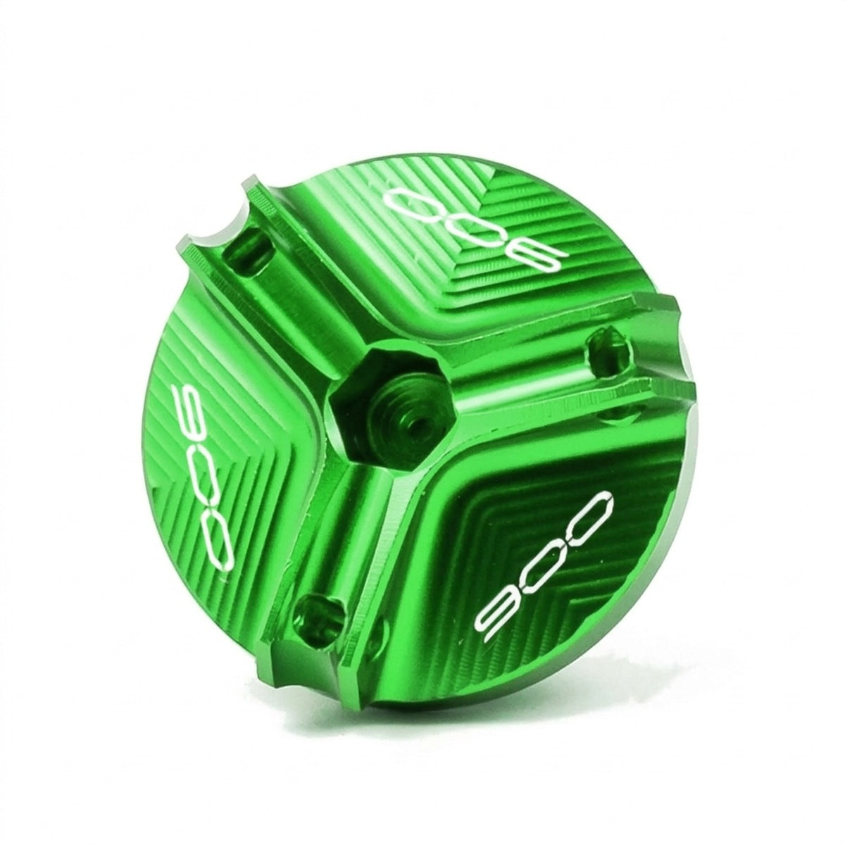 Tapón de aceite CNC verde con grabado 900