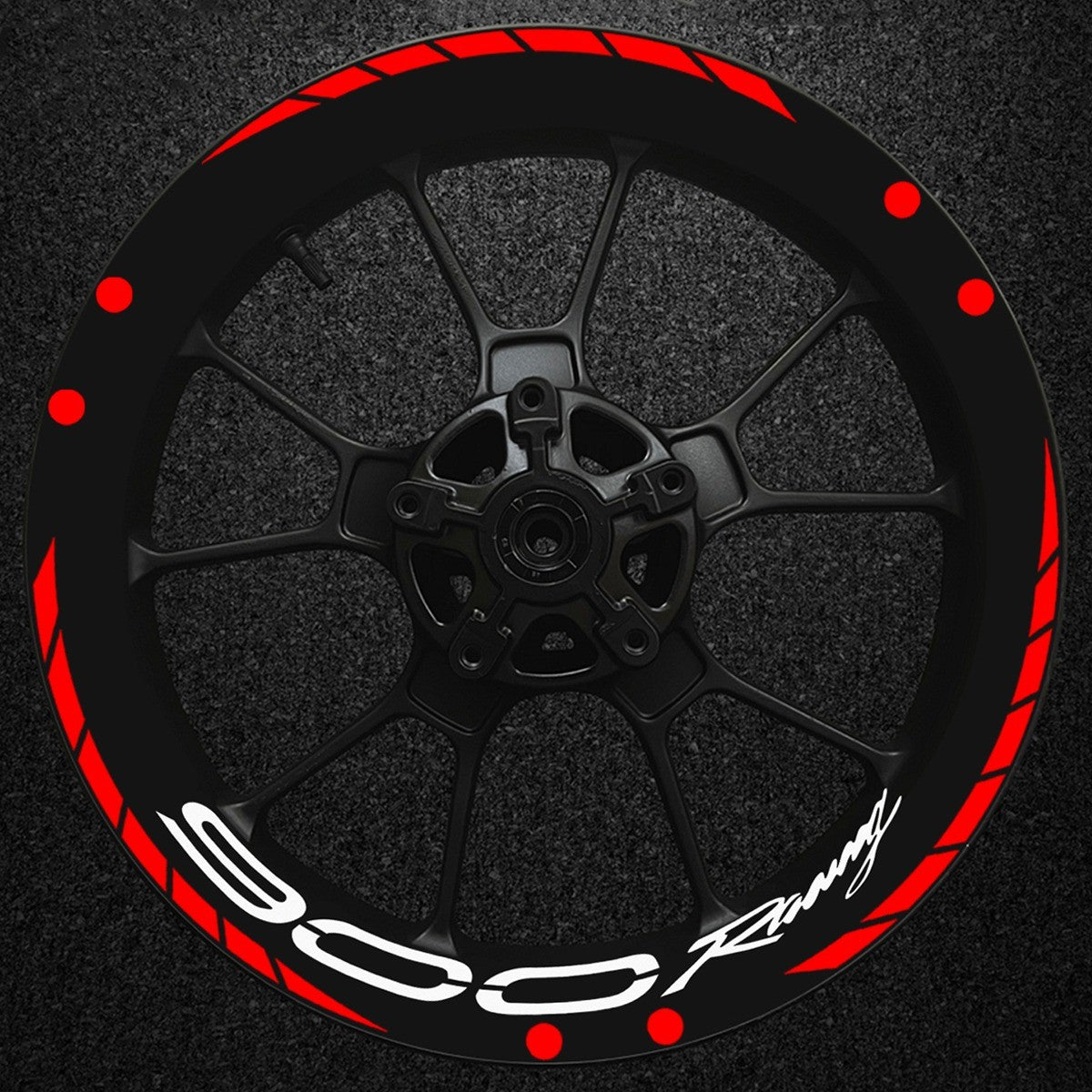 Vinilos de llanta 17 pulgadas rojos con grafismo 900 Racing